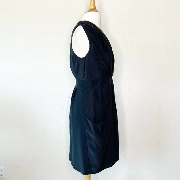 Kenneth Cole Silk Faux Wrap Pocket Black Dress NWT - Picture 5 of 9
